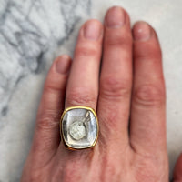 Marcasite in Quartz Ring in 22K/Fine Silver